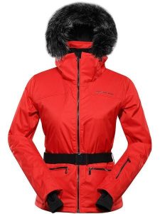 Alpine Pro Kurtka narciarska "Olada" w kolorze czerwonym rozmiar: M/L. Czerwone kurtki sportowe Alpine Pro, l, bez wzorów, z tkaniny, bez kaptura, narciarskie. Za 595,78 zł.