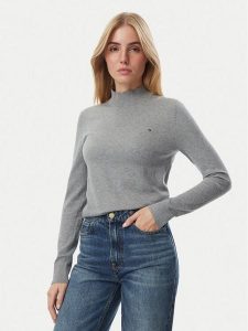 Tommy Hilfiger Sweter WW0WW51383 Szary Slim Fit. Szare swetry klasyczne TOMMY HILFIGER, xxs, z syntetyku, bez kołnierzyka. Za 347,99 zł.