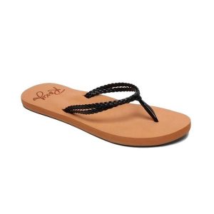 Japonki plażowe damskie Roxy Costas. Czarne klapki Roxy, bez wzorów, bez obcasa. Za 99,99 zł.