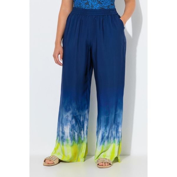 Damskie Spodnie palazzo nadruk batikowy szeroka nogawka elastyczny pas. Rajstopy i pończochy Ulla Popken, bez wzorów, z materiału. Za 239,99 zł.