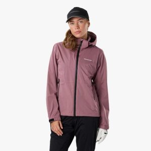 Kurtka przeciwdeszczowa golf damska Swedemount On Course Jacket II wodoodporna. Fioletowe kurtki SWEDEMOUNT, bez wzorów, z tkaniny, bez kaptura. Za 449,99 zł.