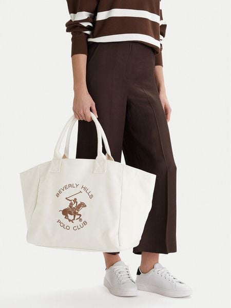 Beverly Hills Polo Club Torebka CWBEO-BHPC-L-017-09 Beżowy. Brązowe shopper bag Beverly Hills Polo Club, bez wzorów, z materiału, bez dodatków. Za 179,99 zł.