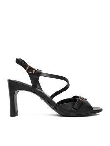 GINO ROSSI Sandały EO-GL15-986-1 Czarny. Czarne sandały Gino Rossi, bez wzorów, ze skóry, bez obcasa, na słupku, bez zapięcia. Za 379,99 zł.