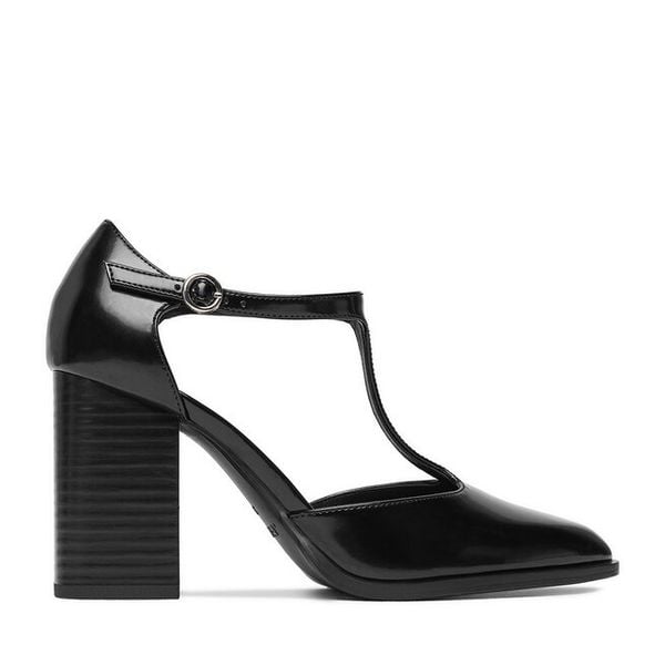 Półbuty JENNY. Czarne czółenka Jenny, bez wzorów, bez obcasa, na obcasie, bez zapięcia. Za 149,99 zł.