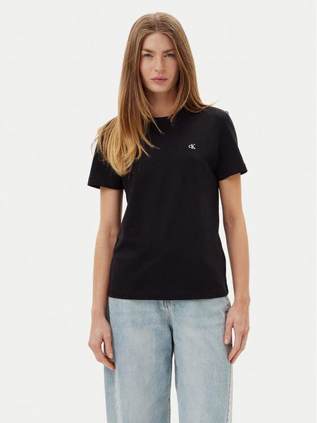 Calvin Klein Jeans T-Shirt LV047B224G Czarny Regular Fit. Czarne t-shirty Calvin Klein Jeans, m, bez wzorów, z bawełny, bez kołnierzyka, bez ramiączek. Za 89,99 zł.