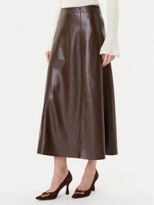 Simona Corsellini Spódnica z imitacji skóry A25CPGO00701 Brązowy Regular Fit. Brązowe spódnice SIMONA CORSELLINI, bez wzorów, ze skóry. Za 499,99 zł.