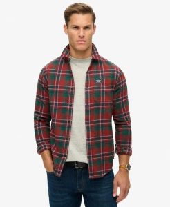 Superdry Koszula Lumberjack z długim rękawem bawełniana Buckshot Check Red. Czerwone koszule Superdry, m, z aplikacjami, z bawełny, bez kołnierzyka, bez ramiączek. Za 369,55 zł.