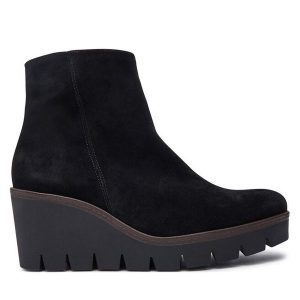 Botki Gabor. Czarne botki Gabor, bez wzorów, bez obcasa, na koturnie, bez zapięcia. Za 559,99 zł.