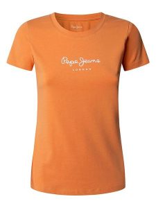 Pepe Jeans Koszulka "New Virgina" w kolorze pomarańczowym rozmiar: XS. Pomarańczowe bluzki Pepe Jeans, xs, bez wzorów, z jeansu, bez kołnierzyka, bez ramiączek. Za 87,95 zł.