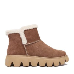 Śniegowce Rieker. Brązowe buty zimowe Rieker, bez obcasa, bez zapięcia. Za 339,99 zł.