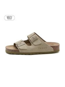 Teegu Skórzane klapki w kolorze khaki rozmiar: 41. Brązowe klapki teegu, bez wzorów, z otwartym noskiem, bez obcasa. Za 130,99 zł.