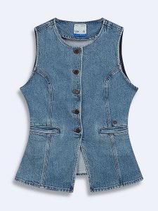 LTB Kamizelka dżinsowa "Diora" w kolorze niebieskim rozmiar: XL. Niebieskie kamizelki LTB, xl, bez wzorów, bez kołnierzyka, bez ramiączek, bez kaptura. Za 152,99 zł.