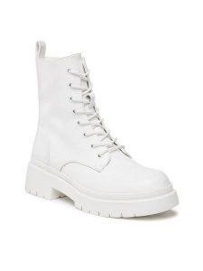 Jenny Fairy Trzewiki HZ90107-2 Biały. Białe botki Jenny Fairy, bez wzorów, ze skóry, bez obcasa, na płaskiej podeszwie, bez zapięcia. Za 143,99 zł.