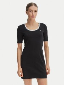 Calvin Klein Jeans Sukienka codzienna LV047F224G Czarny Slim Fit. Czarne kombinezony Calvin Klein Jeans, xl, bez wzorów, z bawełny, bez kołnierzyka, bez ramiączek. Za 329,99 zł.