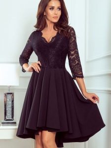 Sukienka Model Nicolle 210-10 Black - Numoco. Czarne sukienki NUMOCO, l, bez wzorów, z koronki, z asymetrycznym kołnierzem, bez ramiączek, asymetryczne. Za 356,58 zł.