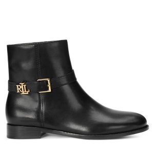 Botki LAUREN RALPH LAUREN. Czarne botki Lauren Ralph Lauren, bez wzorów, bez obcasa, na płaskiej podeszwie, bez zapięcia. Za 589,99 zł.