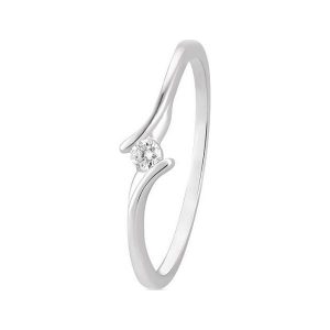 Wspaniały Białe Złoto Pierścionek - złoto białe 585, Brylant 0,06ct. Pierścionki marki W.KRUK. Za 1 349,00 zł.