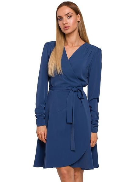 Made of emotion Sukienka w kolorze niebieskim rozmiar: M. Niebieskie sukienki Made Of Emotion, m, bez wzorów, bez kołnierzyka, bez ramiączek, mini, rozkloszowane. Za 187,52 zł.