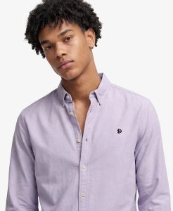Superdry Preppy Oxford koszula z długim rękawem z bawełny organicznej - Light. Fioletowe koszule Superdry, l, bez wzorów, z bawełny, bez kołnierzyka, bez ramiączek. Za 307,15 zł.