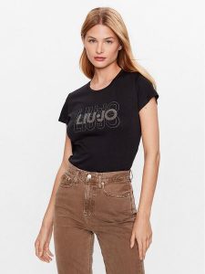 Liu Jo T-Shirt WF3085 J6308 Czarny Regular Fit. Czarne t-shirty Liu Jo, s, bez wzorów, z bawełny, bez kołnierzyka, bez ramiączek. Za 219,99 zł.