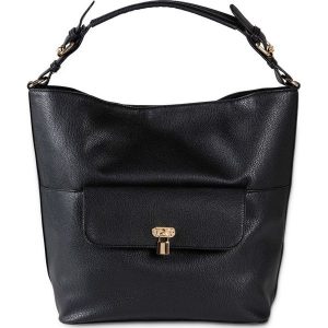 Torba shopper bonprix czarny - złoty kolor. Czarne torebki klasyczne marki bonprix. Za 99,99 zł.
