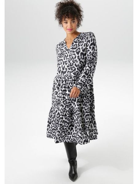 Aniston Sukienka w kolorze jasnoszaro-czarnym rozmiar: 54. Szare sukienki Aniston, bez wzorów, bez kołnierzyka, bez ramiączek, midi. Za 87,19 zł.