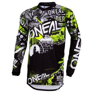 Bluza MTB DH O'neal Element Attack black/neon yellow. Czarne bluzy O'NEAL, xl, bez wzorów, bez kaptura. W wyprzedaży za 137,25 zł.
