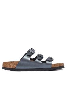 Birkenstock Klapki Florida 1033035 Czarny. Czarne klapki Birkenstock, bez wzorów, z syntetyku, bez obcasa. Za 399,99 zł.