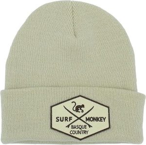 Czapka beanie – haftowane logo / organiczna / rozmiar uniwersalny (biała). Białe czapki SURF MONKEY, z aplikacjami, z bawełny. Za 139,95 zł.