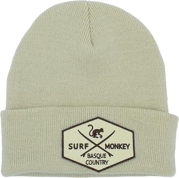 Czapka beanie – haftowane logo / organiczna / rozmiar uniwersalny (biała). Białe czapki SURF MONKEY, z aplikacjami, z bawełny. Za 139,95 zł.