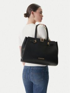 LOVE MOSCHINO Torebka JC4124PP1OLM0000 Czarny. Czarne shopper bag LOVE MOSCHINO, bez wzorów, ze skóry, bez dodatków. Za 768,99 zł.