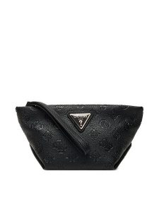 Guess Kosmetyczka Helina Travel TWDP96 40005 Czarny. Czarne torebki klasyczne Guess, z aplikacjami, ze skóry, bez dodatków. Za 219,99 zł.