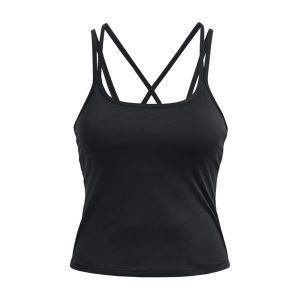 Koszulka fitness damska Under Armour Meridian Fitted Tank. Czarne bluzki Under Armour, l, bez wzorów, sportowe, bez kołnierzyka, bez ramiączek. Za 139,99 zł.
