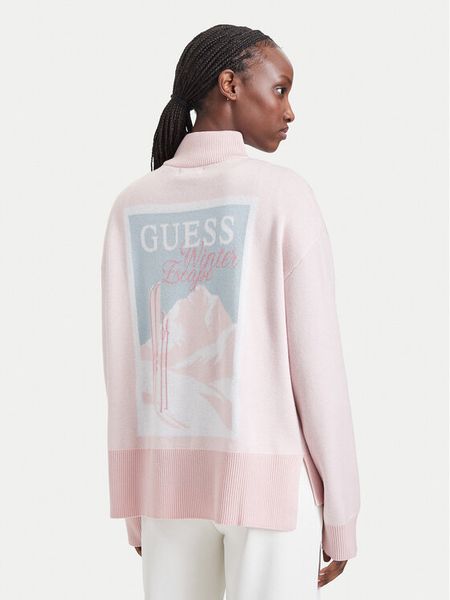 Guess Sweter V6BR12 Z1673 Różowy jasny Regular Fit. Czerwone swetry klasyczne Guess, xl, z syntetyku, bez kołnierzyka. Za 394,99 zł.