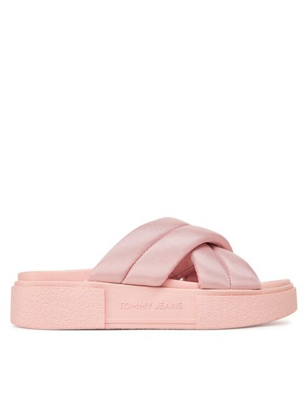 Tommy Jeans Klapki Tjw Flatform Sandal EN0EN02775 Różowy. Czerwone klapki Tommy Jeans, bez wzorów, z jeansu, bez obcasa. Za 159,99 zł.