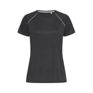 Koszulka Damska Active 140 Team Raglan. Czarne bluzki STEDMAN, l, bez wzorów, sportowe, bez kołnierzyka, bez ramiączek. Za 52,99 zł.