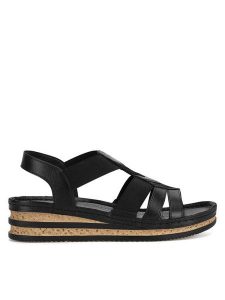 Go Soft Sandały RST-2314-05 Czarny. Czarne sandały Go Soft, bez wzorów, z materiału, bez obcasa, na koturnie, bez zapięcia. Za 118,99 zł.