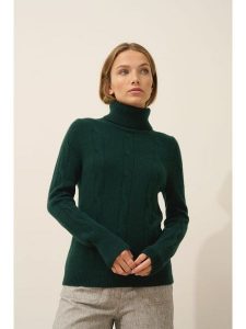 Just Cashmere Kaszmirowy golf "Estelle" w kolorze ciemnozielonym rozmiar: L. Zielone golfy Just Cashmere, bez wzorów, z kaszmiru. Za 464,46 zł.