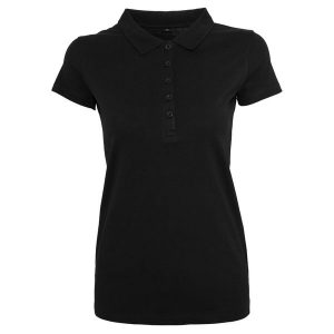 Koszulka Polo Damska. Czarne koszulki sportowe BUILD YOUR BRAND, bez wzorów, bez ramiączek. Za 57,99 zł.
