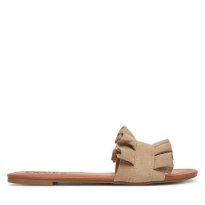 Klapki Pieces. Brązowe klapki Pieces, bez wzorów, bez obcasa. Za 109,99 zł.