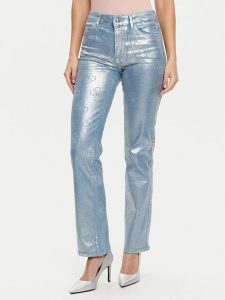 Guess Jeansy W5RA0J D5JS1 Niebieski Regular Fit. Niebieskie jeansy Guess, z aplikacjami, z jeansu. Za 409,99 zł.