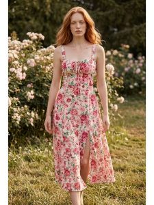 SOULSHAE Sukienka w kolorze jasnoróżowym rozmiar: XXL/3XL. Różowe sukienki SOULSHAE, xl, bez wzorów, bez kołnierzyka, bez ramiączek, midi. Za 146,45 zł.