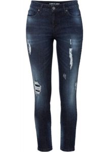 Dżinsy SKINNY ze stretchem, mid waist. Niebieskie jeansy bonprix, bez wzorów, z jeansu. Za 139,99 zł.