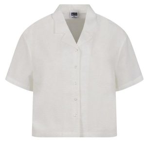 Damska Koszula Seersucker. Białe koszule Urban Classics, m, bez wzorów, bez kołnierzyka, bez ramiączek. Za 189,99 zł.