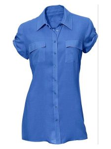 Heine Koszula w kolorze niebieskim rozmiar: 38. Niebieskie koszule Heine, bez wzorów, z bawełny, bez kołnierzyka, bez ramiączek. Za 126,99 zł.