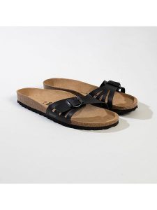 BACKSUN Klapki "Venezia" w kolorze czarnym rozmiar: 41. Czarne klapki Backsun, bez wzorów, z materiału, z otwartym noskiem, bez obcasa. Za 127,35 zł.