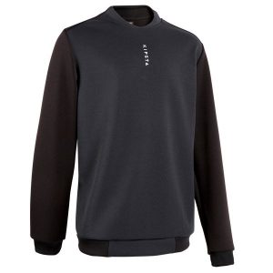 Bluza do piłki nożnej Kipsta Essential Club. Czarne bluzy KIPSTA, bez wzorów, z elastanu, bez kaptura. W wyprzedaży za 39,99 zł.