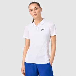 Damska koszulka polo Head Club 25 Tech. Białe bluzki Head, xl, bez wzorów, eleganckie, bez kołnierzyka, bez ramiączek. W wyprzedaży za 189,00 zł.