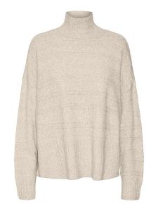 Vero Moda Sweter "Vmdoffy" w kolorze kremowym rozmiar: M. Brązowe swetry oversize Vero Moda, m, bez wzorów, z materiału, bez ramiączek. Za 88,02 zł.
