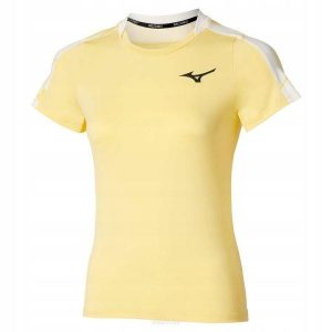 Koszulka tenisowa Mizuno Daybreakers Printed SS Tee. Żółte koszulki sportowe Mizuno, bez wzorów, bez ramiączek, tenisowe. Za 155,00 zł.
